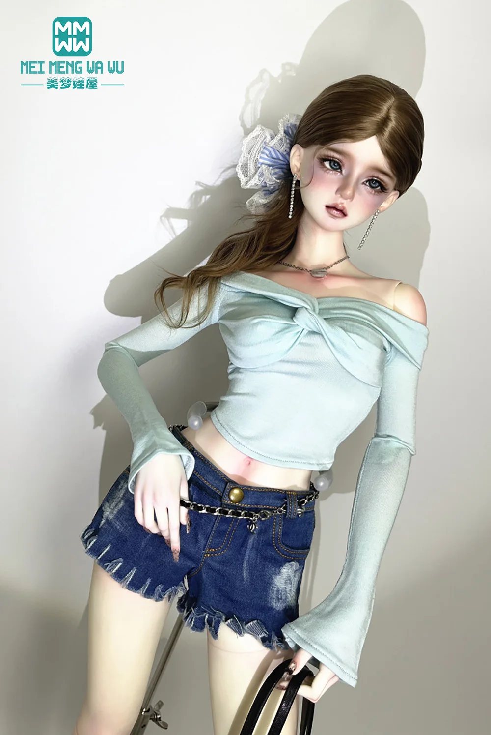 

Подходит для кукол 43-60 см 1/3 1/4 BJD DD SD MSD, модная длинная рубашка с рукавами-колокольчиками, повседневные шорты, подарок для девочек