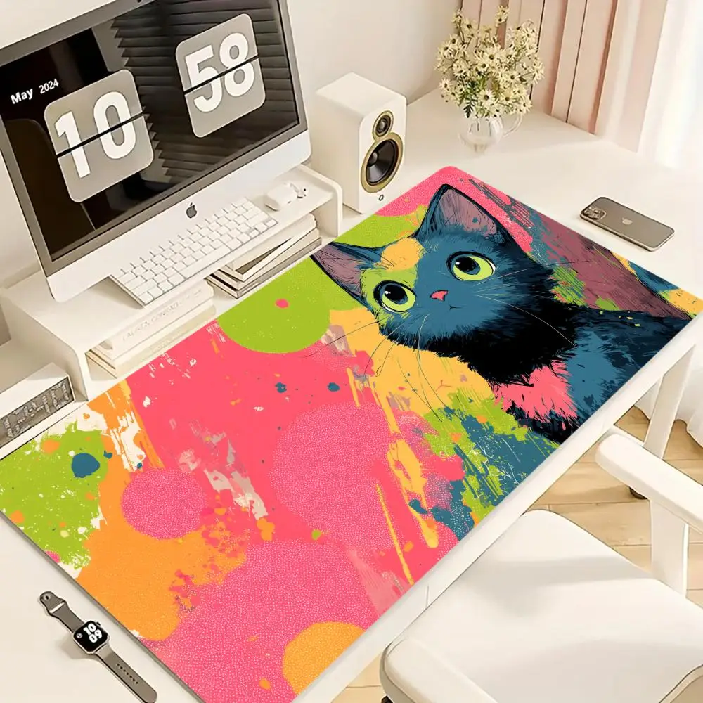 

Цветной коврик для мыши с изображением кота XXL, компьютерные аксессуары, офисные игровые настольные коврики, резиновые противоскользящие коврики для игровой клавиатуры, коврики для мыши, настольные коврики 40X90