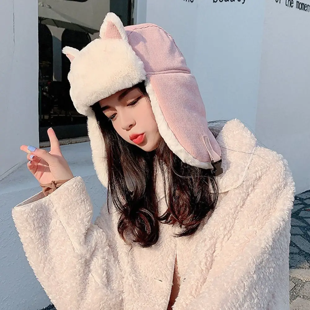 

Outdoors Bomber Hat Thick Warm Ushanka Fur Hat Windproof Earflap Bonnet for Men Women