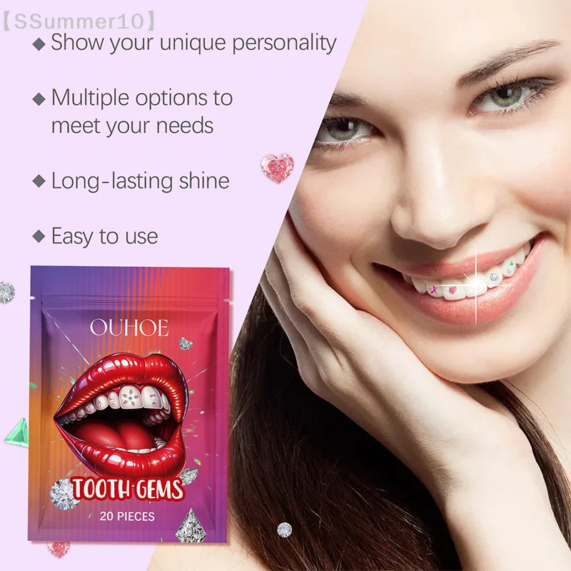 【SSummer10】20pcs Dental Rhinestones Tooth Rhinestones Teeth Jewelry Teeth Whitening Teeth Decoration Dental Crystal【SS】