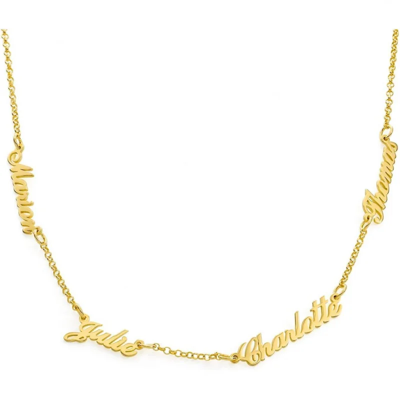 

Personalized Multiple Name Necklace with Diamond Options - Dainty Gift for Her, Women - Custom Elegant Jewelry for Mother's Day