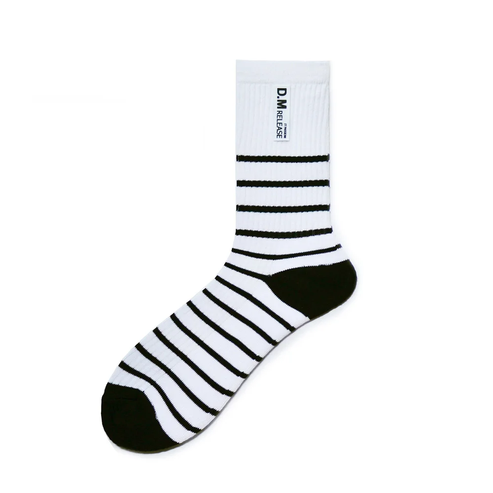 Trendy Striped Letter Label Mid-tube Socks Sports Thick Hair Loop Wicking Sweat Street Everything