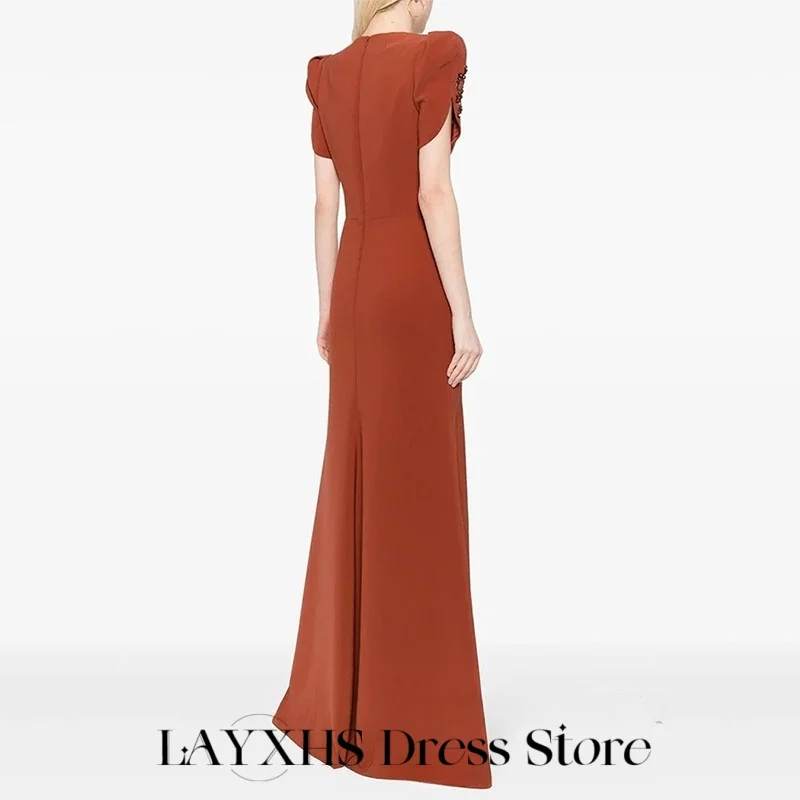 فساتين سهرة رسمية فريدة من نوعها من LAYXHS على شكل حرف v نصف كم مزينة بالخرز حورية البحر فساتين لحضور الحفلات الموسيقية مخصصة من Fساتين Sheer