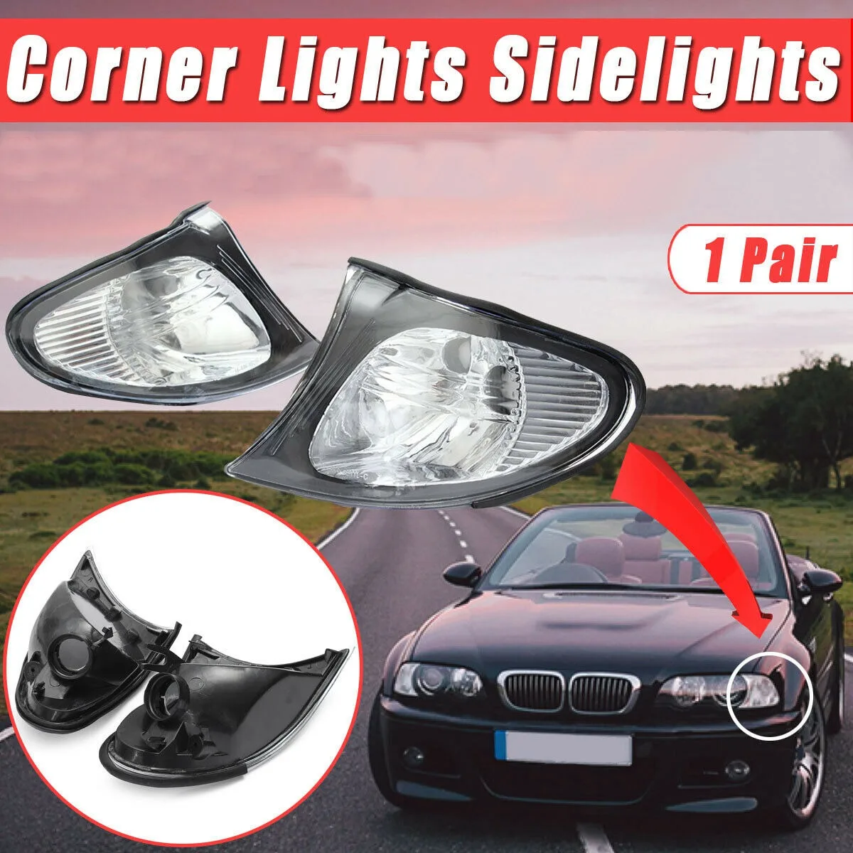 Car Turn Signal Corner Light Side Lamp for BMW-E46 3-Series 4DR Sedan 2002-2005 63137165860 63137165859