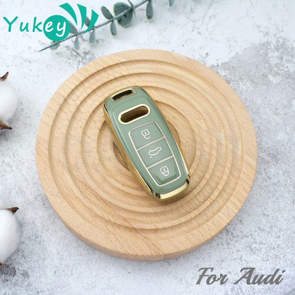 For Audi A6 A4 A5 A7 A8 C8 Q8 8S 8W Q7 B9 4M S5 S4 S7 D5 TT TTS TFSI E-Tron TPU Car Key Case Fob Keychain Suede Accessories