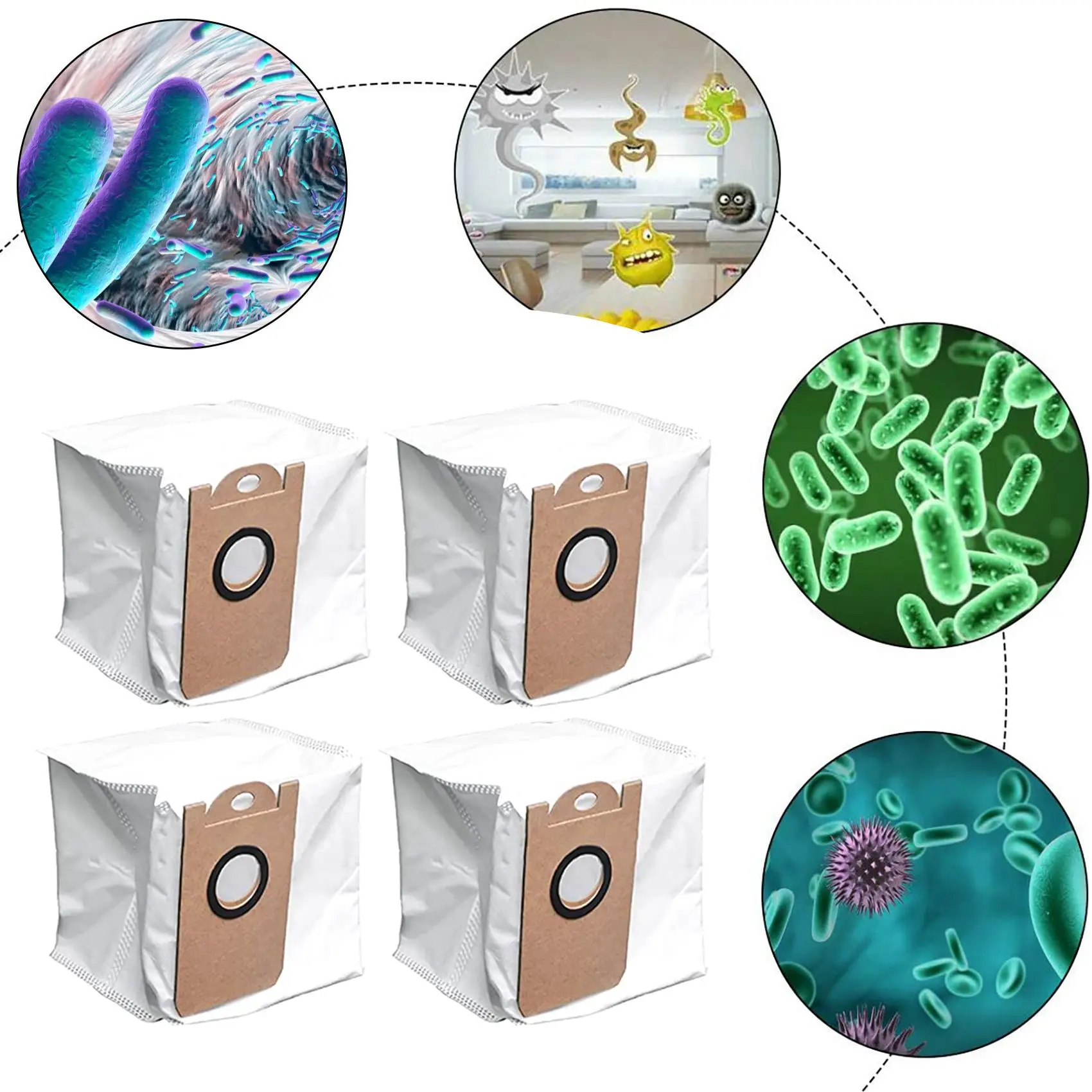 B47B-6Pcs Vacuum Dust Bag For Kyvol Cybovac S31, For Uoni V980 Plus Q6, For M7 Pro M7 Max Vacuum Cleaner Accessories