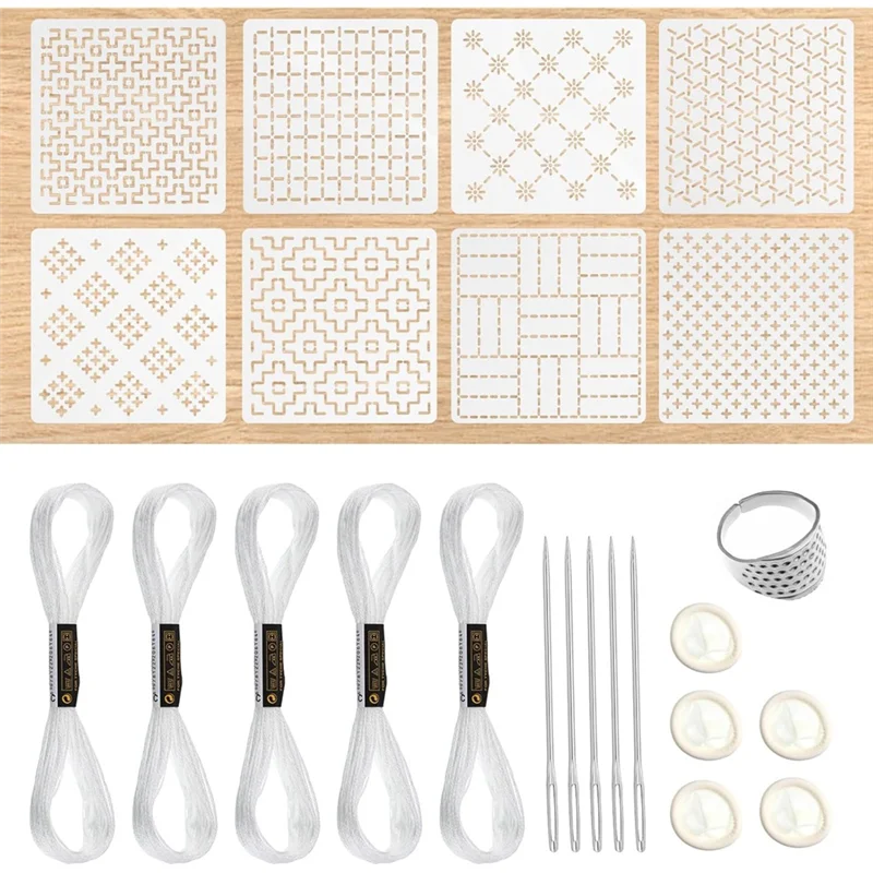 

Geometric Pattern Embroidery Stencil Set-24Pcs Plastic Sashiko-Stencil Kit 4.7 X 4.7 Inch Drawing Line Template For Beginners