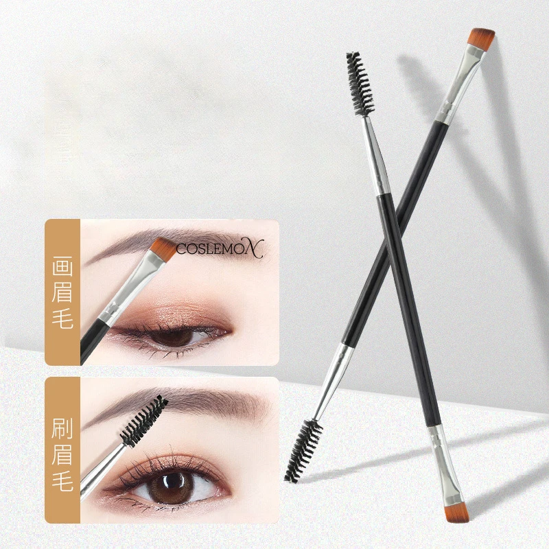 2 In 1 Eyebrow Brush Dual Ended Angled Brush Lash Eyebrow Brush Set Double-headed Nylon Handle Beauty Make Up Brushes Tools 3pcs