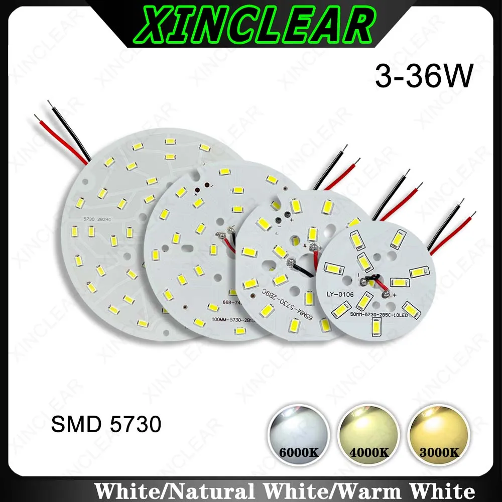 10pcs High Bright SMD5730 Light Board 3-36W Warm Natural White Lamp Panel PCB With 2pin Wire For DIY LED Bulb Light Ceiling Lamp