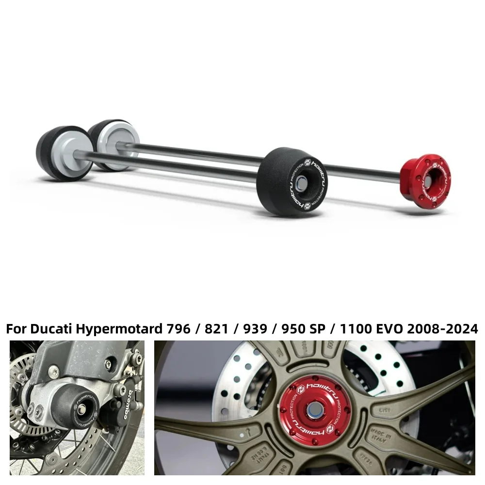 

For Ducati Hypermotard 796/821/939/950 SP/1100 EVO 2008-2021 2022 2023 2024 Motorcycle Front Rear Wheel Axle Fork Crash Slider