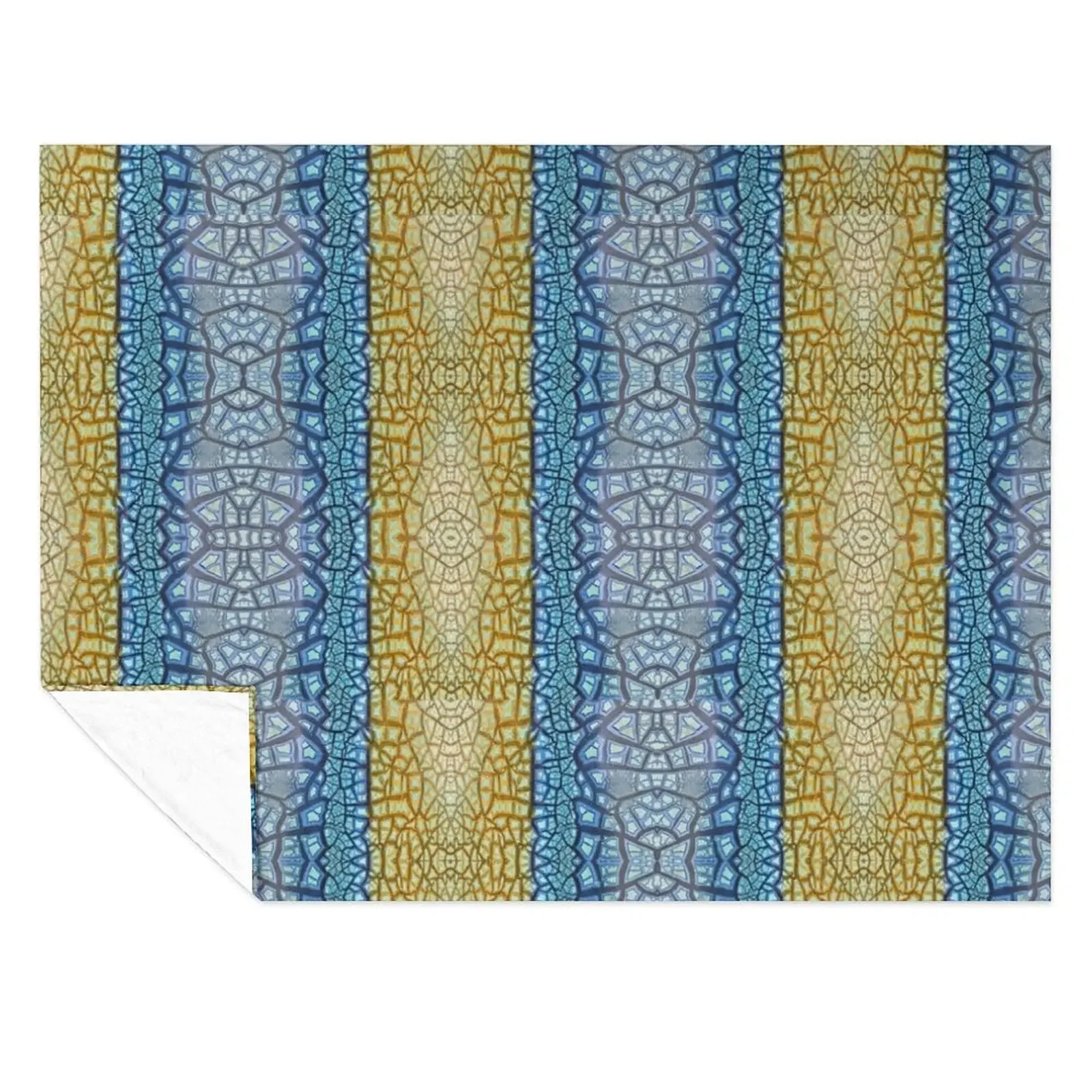 

Peeling Paint Tribal Mandala-style Mosaic Pattern - Yellow Blue Jade- Vicki Hadfield Throw Blanket Plush Blankets
