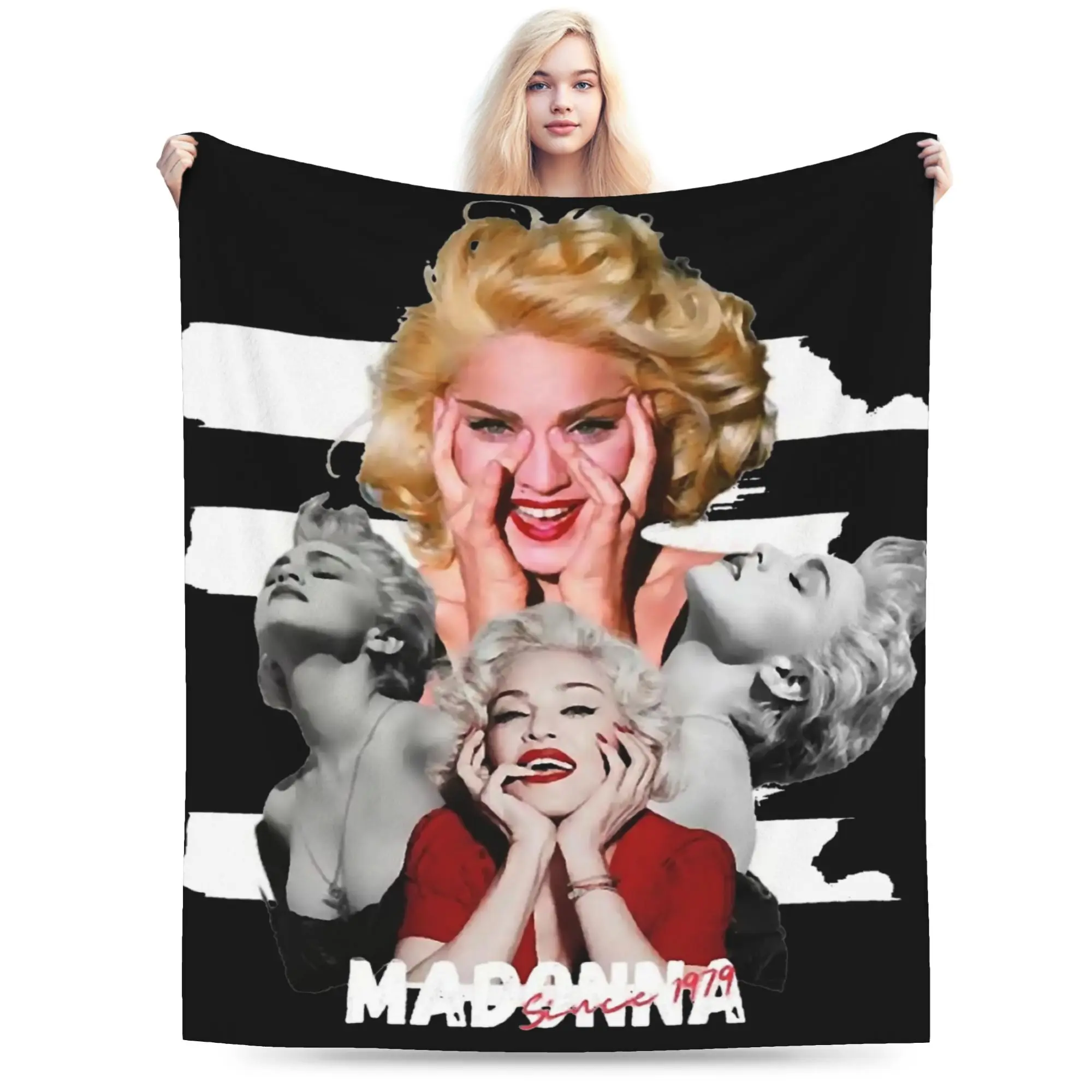 Comfort Madonna Famous Singer Blanket Sofa Decorative Vintage 80s 90s Throw Blanket Lightweight Thin Fleece for Bedroom