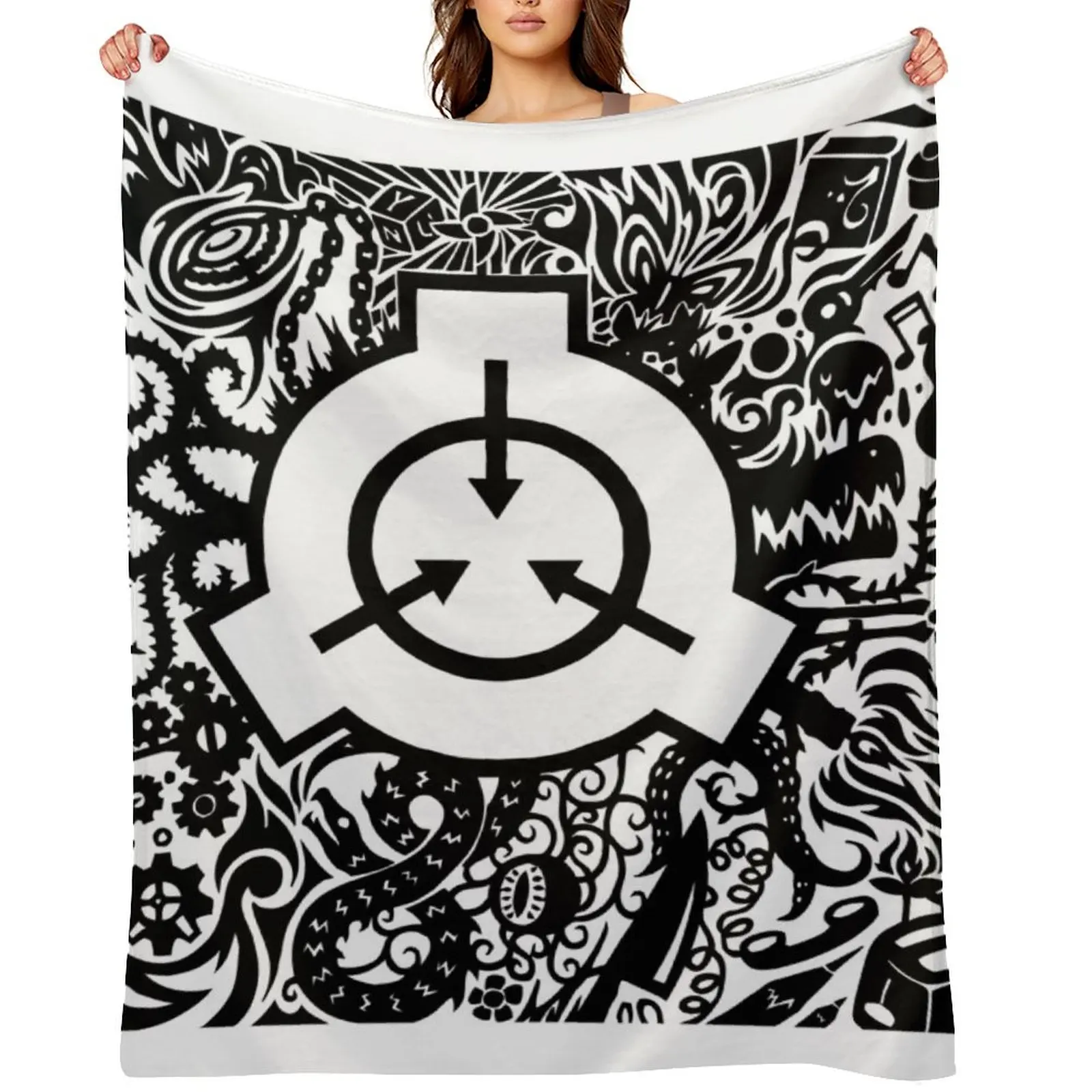 

SCP - Foundation Logo Throw Blanket warm winter funny gift Heavy Flannel Fabric Blankets