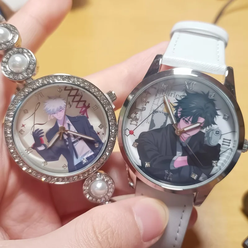 

New Time Agent Anime Peripheral Electronic Wrist Watch Rhinestone Inlaid Pearl Strap Fashion Analog Watch For Anime Enthusiasts
