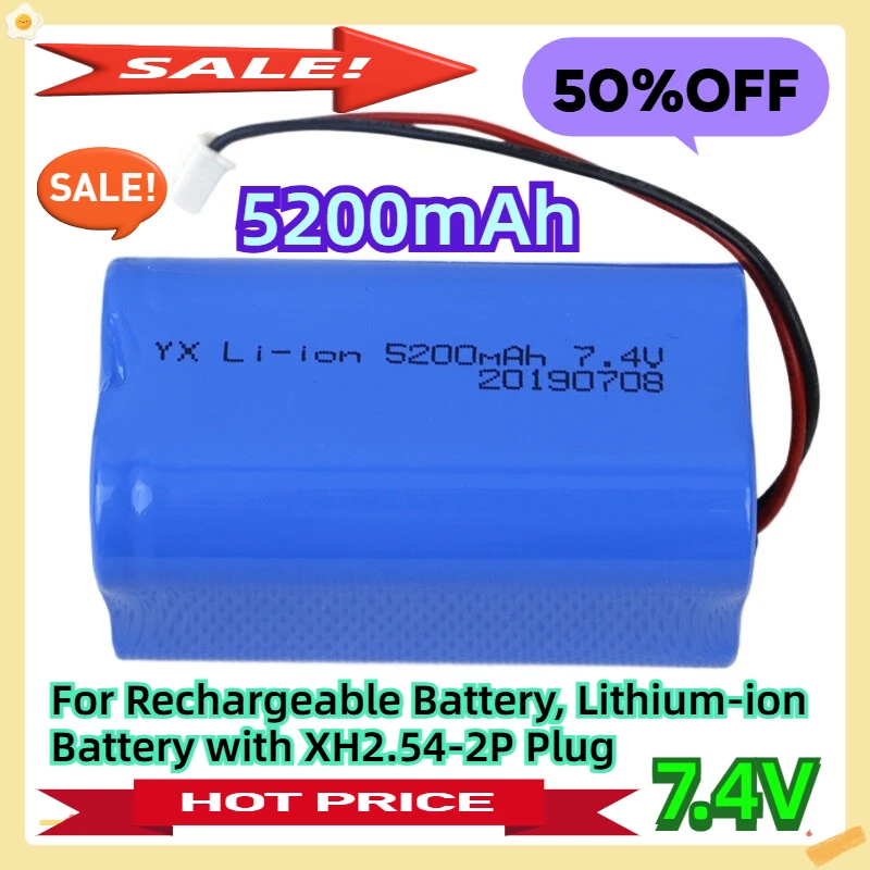 

For 7.4V 5200Mah Rechargeable Battery, Lithium-ion Battery with XH2.54-2P Plug