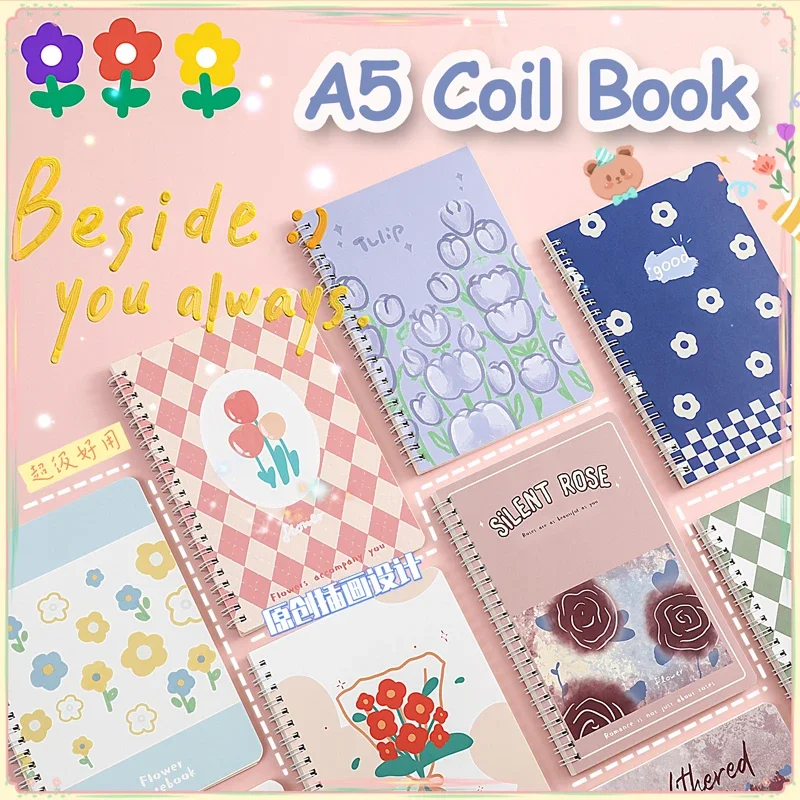 A5 Size Coil Lined Notebooks Kawaii Cover 2 Random Cute Books Kawaii Korean Stationery School Supplies for Students