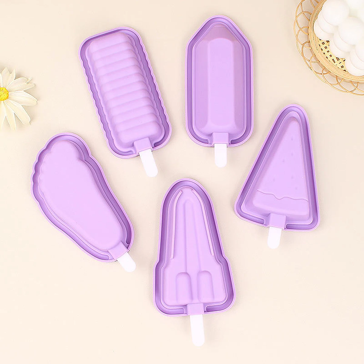 Summer Watermelon Ice Cream Silicone Mold Geometry Rocket Popsicles Ice Tray Foot Cheese Stick Baking Set Birthday Party Snacks