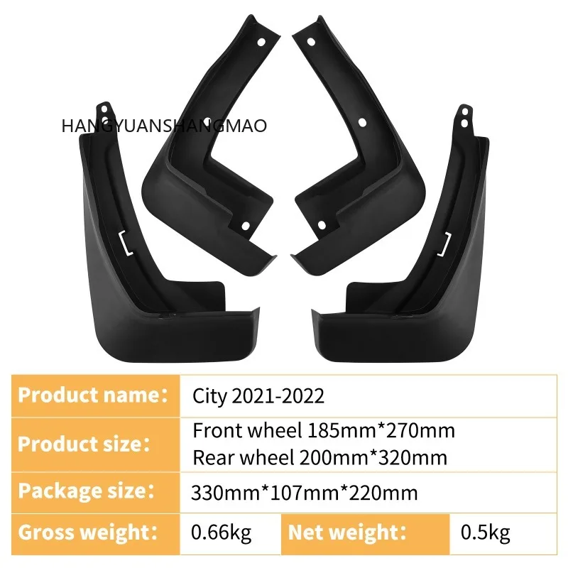 For Honda City 2021-2022 Mud Flaps Tire Splash Guards Black 4PCS Set Exterior Car Accessories For Fender Protector Perfect Fit