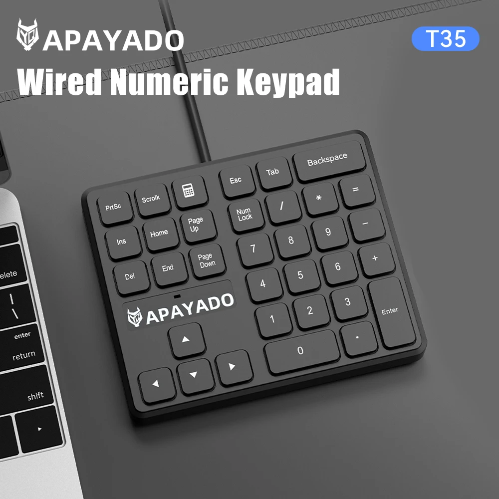 Apayado Wired Membrane Numeric Keypad USB Ultra-thin Silent Mini Number Pad One Key Quick Calculator Launch for Laptop Desktop O