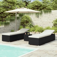 VidaXL 3-tlg. Garden Sun lying with tea table Poly rattan Black