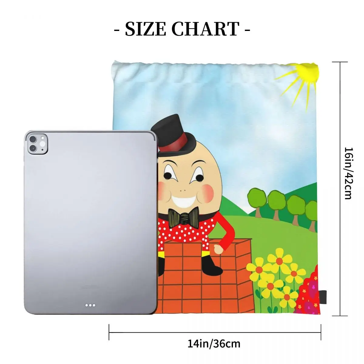 Cute Humpty Dumpty Kids Nursery Rhyme Theme Backpacks Drawstring Bags Drawstring Bundle Pocket Sports Bag Book Bag For Man Woman