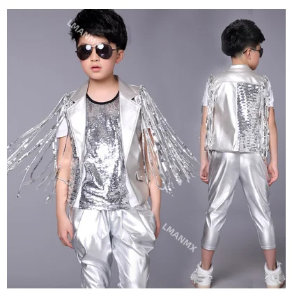 

Костюм для выступления на детский день, барабанный комплект для мальчика, модель для ходьбы, комплект с блестками для уличных танцев, костюм для выступлений, лето