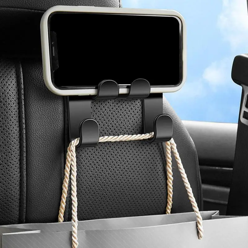 Car Headrest Hook 2 In 1 Car Bag Hooks With Phone Holder Car Bag Hooks Headrest Hooks Purse Holder Car Seat Hooks Car Headrest