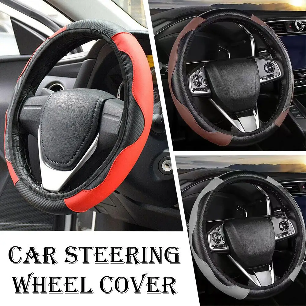 

Universal Car Steering Wheel Cover Skidproof Auto Steering- Cover Accessories Anti-Slip Leather Car Embossing Car-styling W N7S2