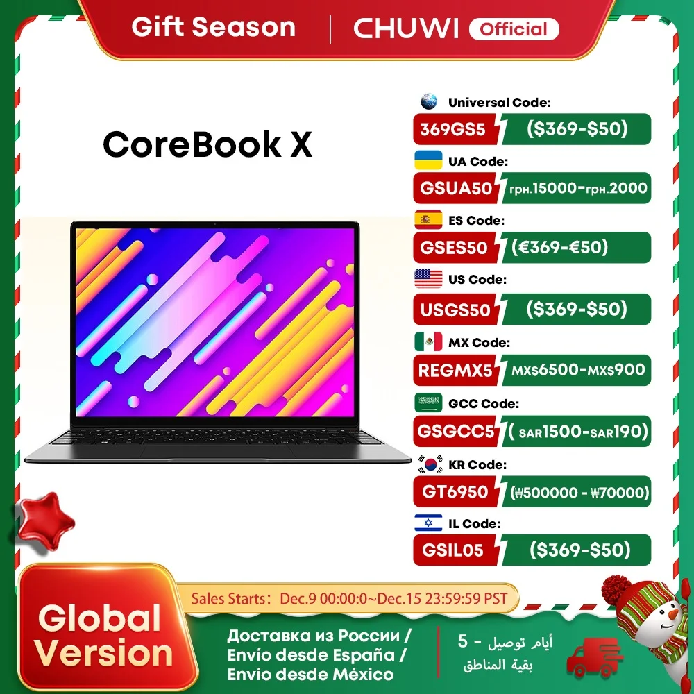 CHUWI-ordenador portátil CoreBook X Core i3 1215U Gen Gaming, 14 pulgadas, resolución de 2160x1440, 16GB de RAM, 512GB SSD, WiFi6, Windows 11