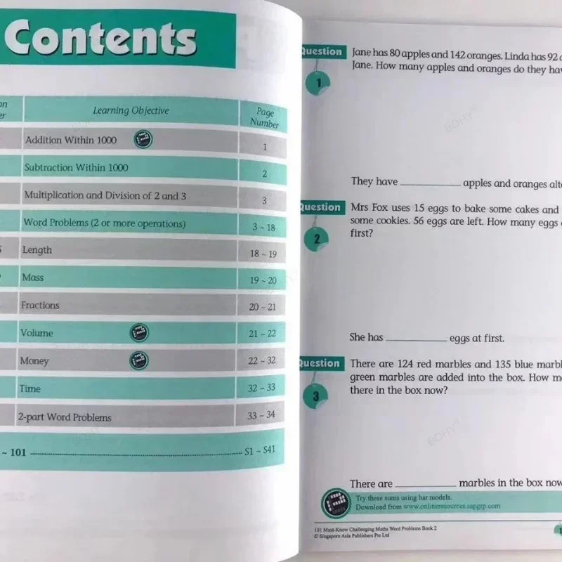 101 Libri di problemi di parole di matematica impegnativi Singapore Scuola primaria Grado 1-6 Libro di esercizi di matematica Libro in inglese 6 libri/set