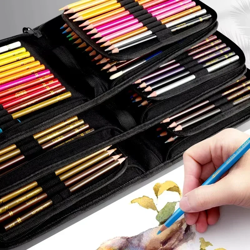 Crayons de couleur avec sac grill pour dessin professionnel, crayons à documents d'interconnexion, fournitures d'art, huile, croquis, 120, 72/48