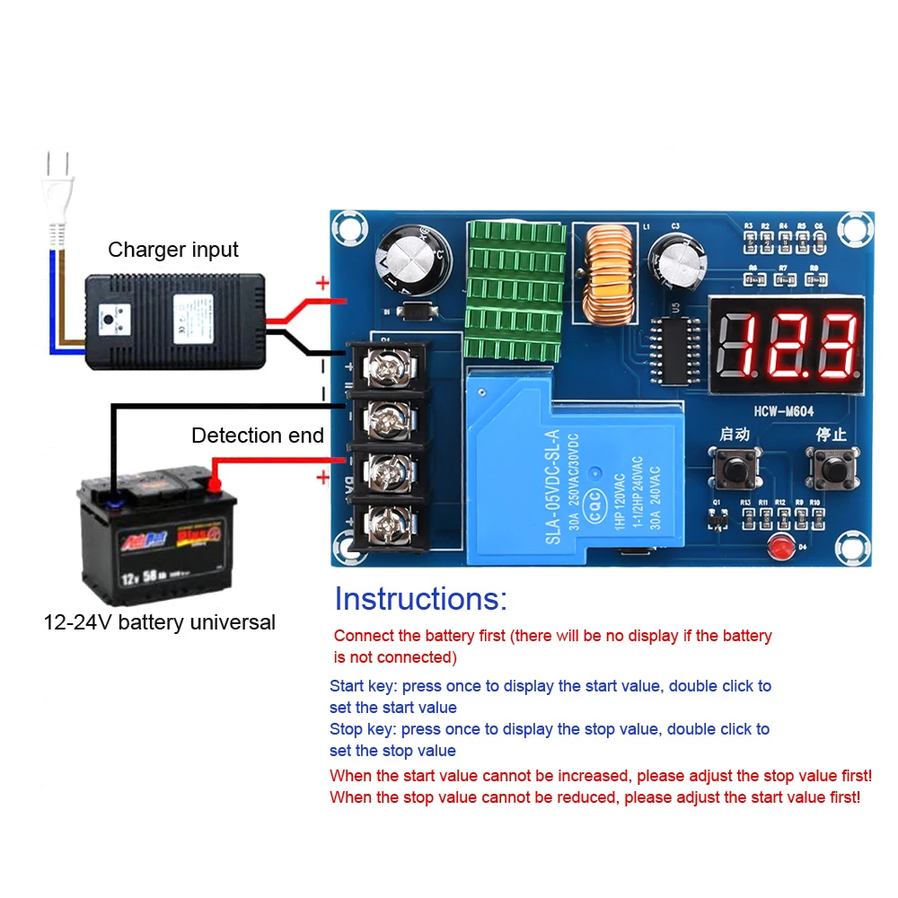 XH-M604 DC 6-60V Lithium Battery Charging Control Module Battery Charging Control Switch Protection Board