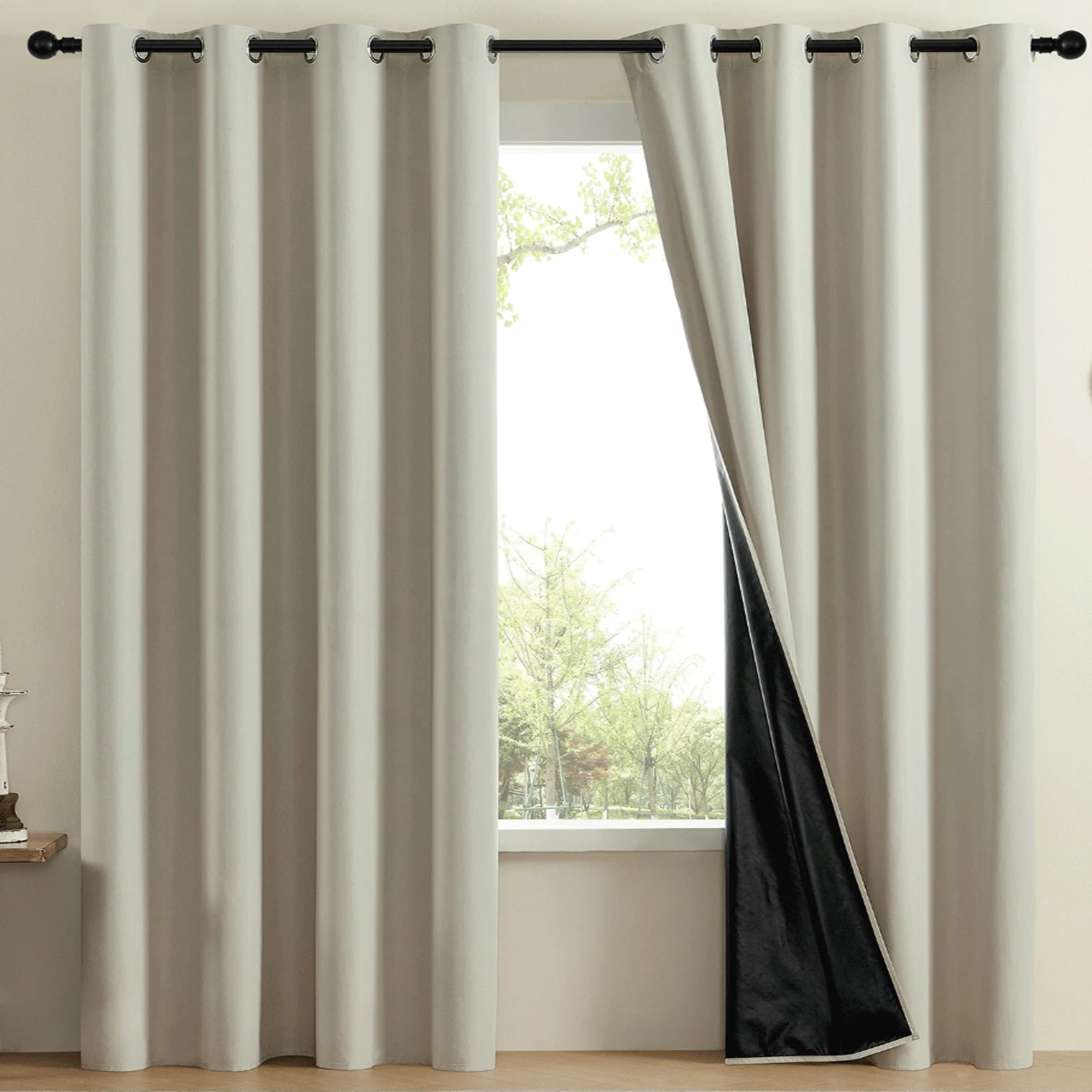 1pc Modern 100%Blackout Curtains, Ring-Punched Top, Sunlight Blocking Drapes for Bedroom & Living Room, Quiet Sleep Environment