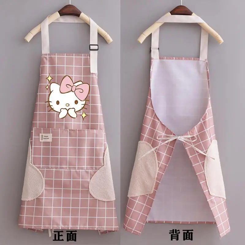 Sanrio Kawaii Hello Kitty Women\'s Apron Anime Pattern Waterproof Aprons Kitchen Household Pinafore Oil Proof Kitchen Supplies