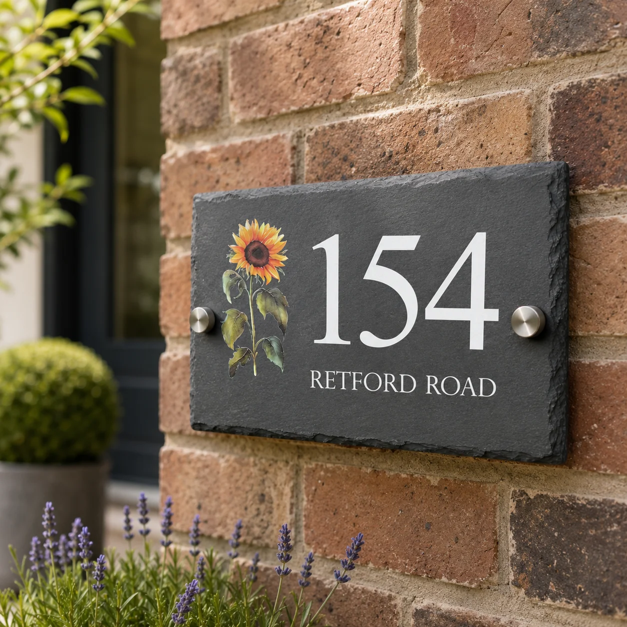 Personalized Slate House Sign Custom Address Plaque Sunflower Door Number Sign Outdoor House Number Garden Wall Decor Home Gift