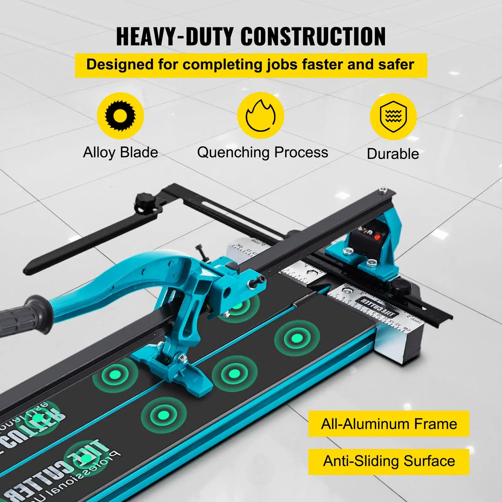 24 Inch Manual Tile Cutter Porcelain Ceramic Tile Cutting Tool Tungsten Carbide Wheel Infrared Positioning Anti Slip Feet Durable Guide Rails for professional Installers and Beginners
