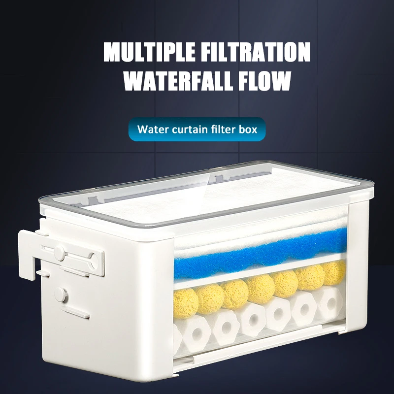 

Fish Tank Drip Box Water Curtain Filter Box Upper Three-in-one Filter Turtle Tank Low Water Level Water Purifier Upper Filter