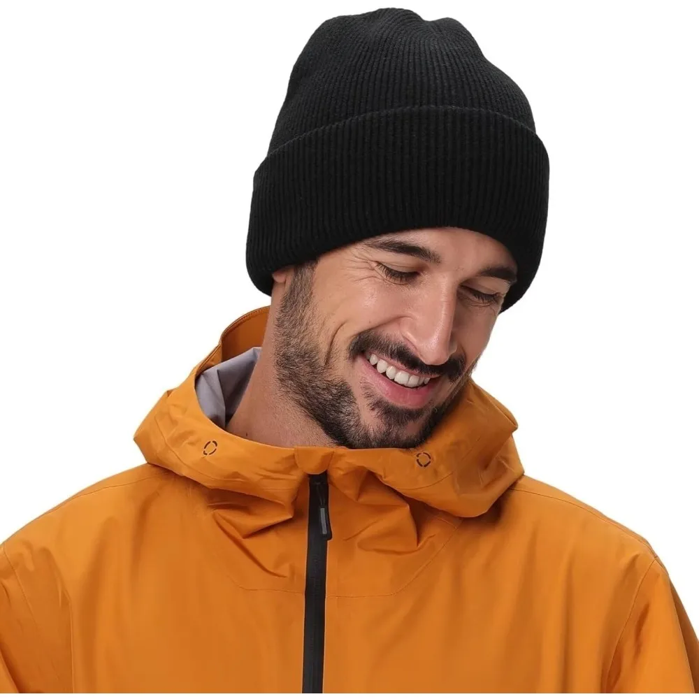 

Thick Cuffed Beanie for Men & Women Double Layer Knit Winter Hat Acrylic Watch Hat Warm Stocking Skull Cap