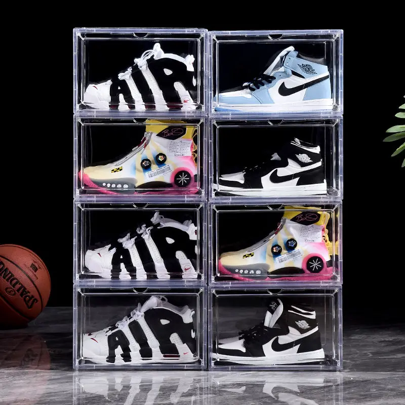 1 Pcs Acrylic Fully Transparent Shoe Box Storage Box Magnetic Dustproof Rack Cabinet Cover Organizer