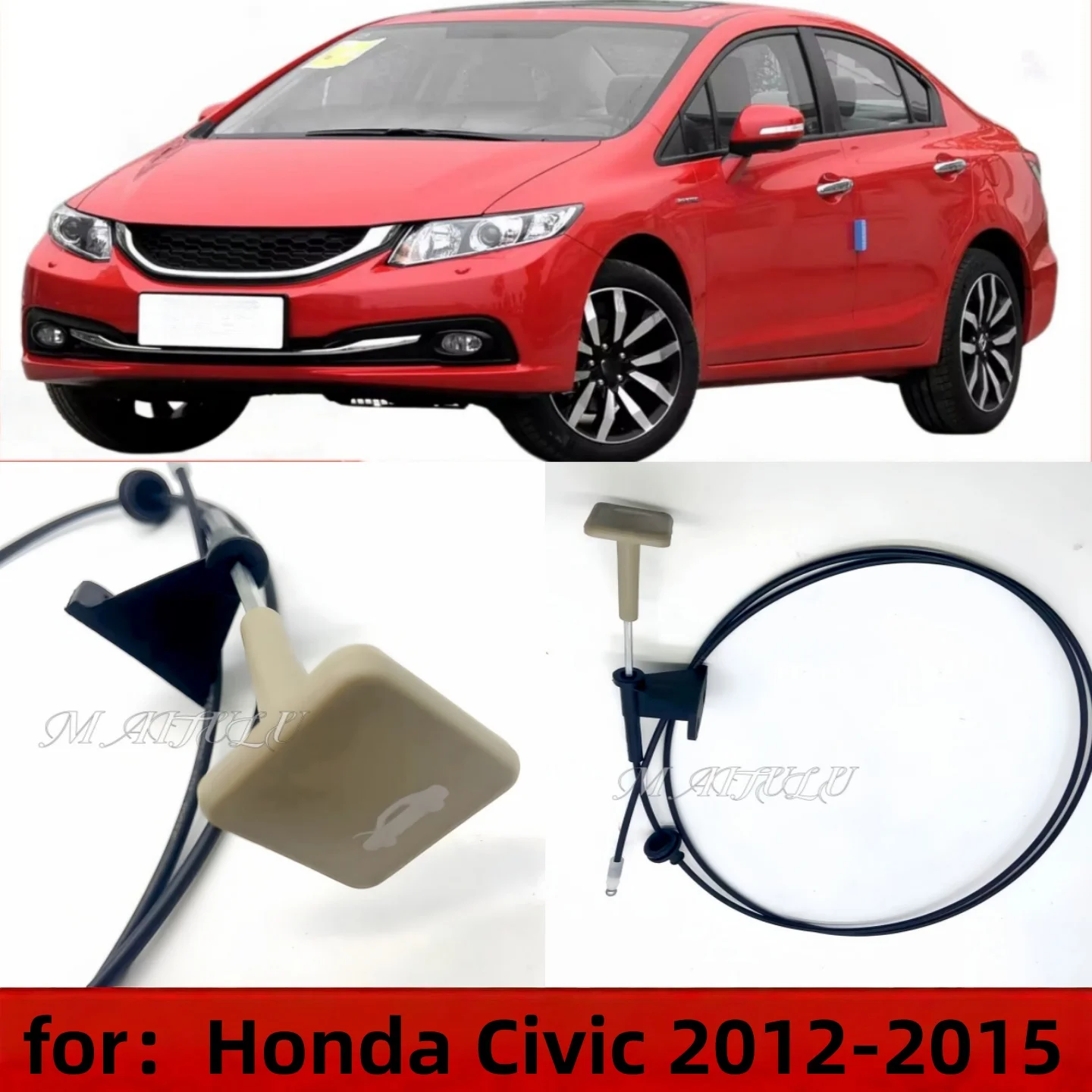 OEM 74130-TS6-H01 for Honda Civic 2012 2013 2014 2015 FB2 FB3 FB4 FB6 Hood Release Cable  Beige HANDLE