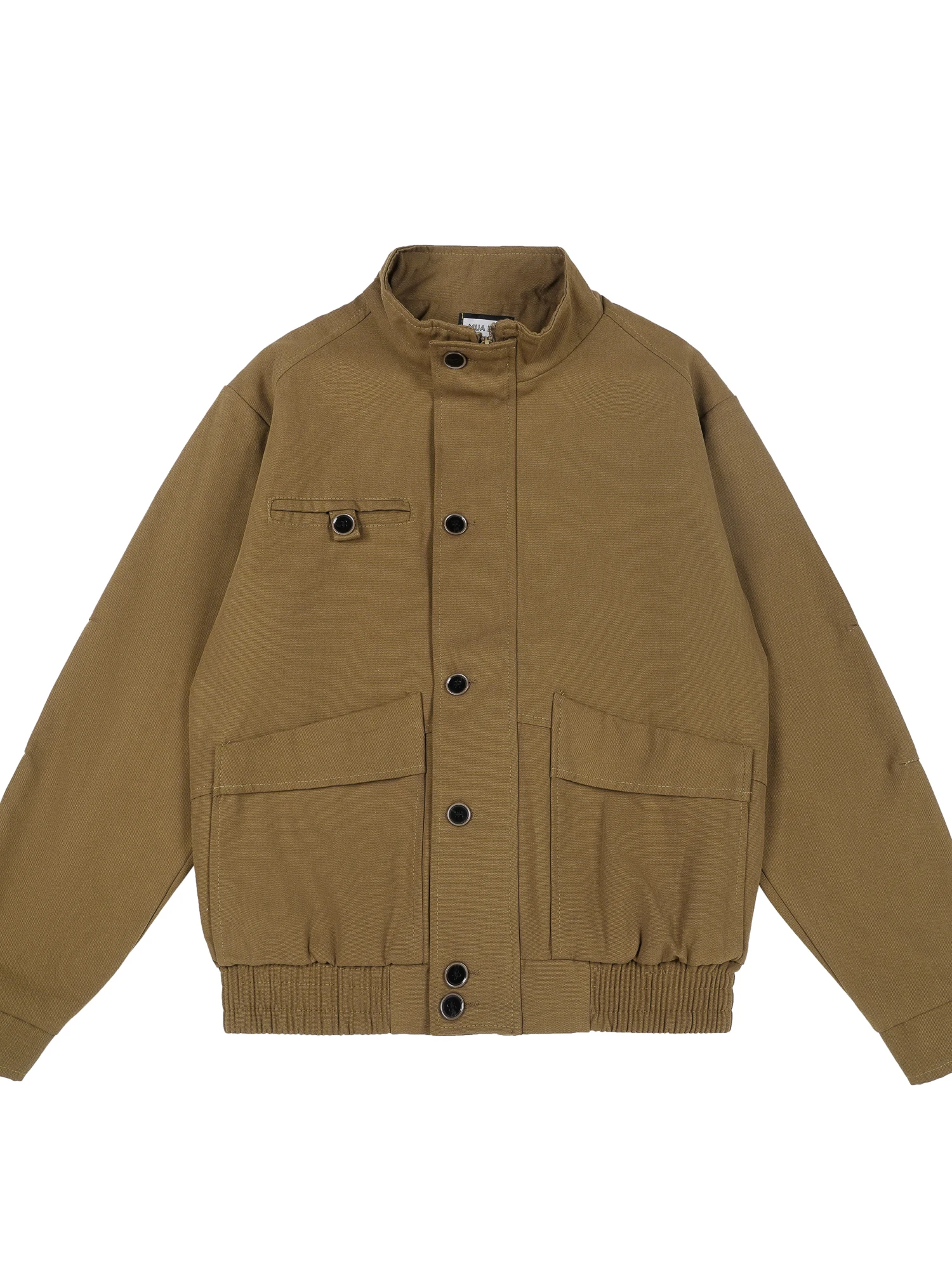 

Waed Loose Fit Pilot Jaet Men's Autumn Faion Cleanfit Vintage Workwear Coat Stand Collar Long Sve Zipper Closure