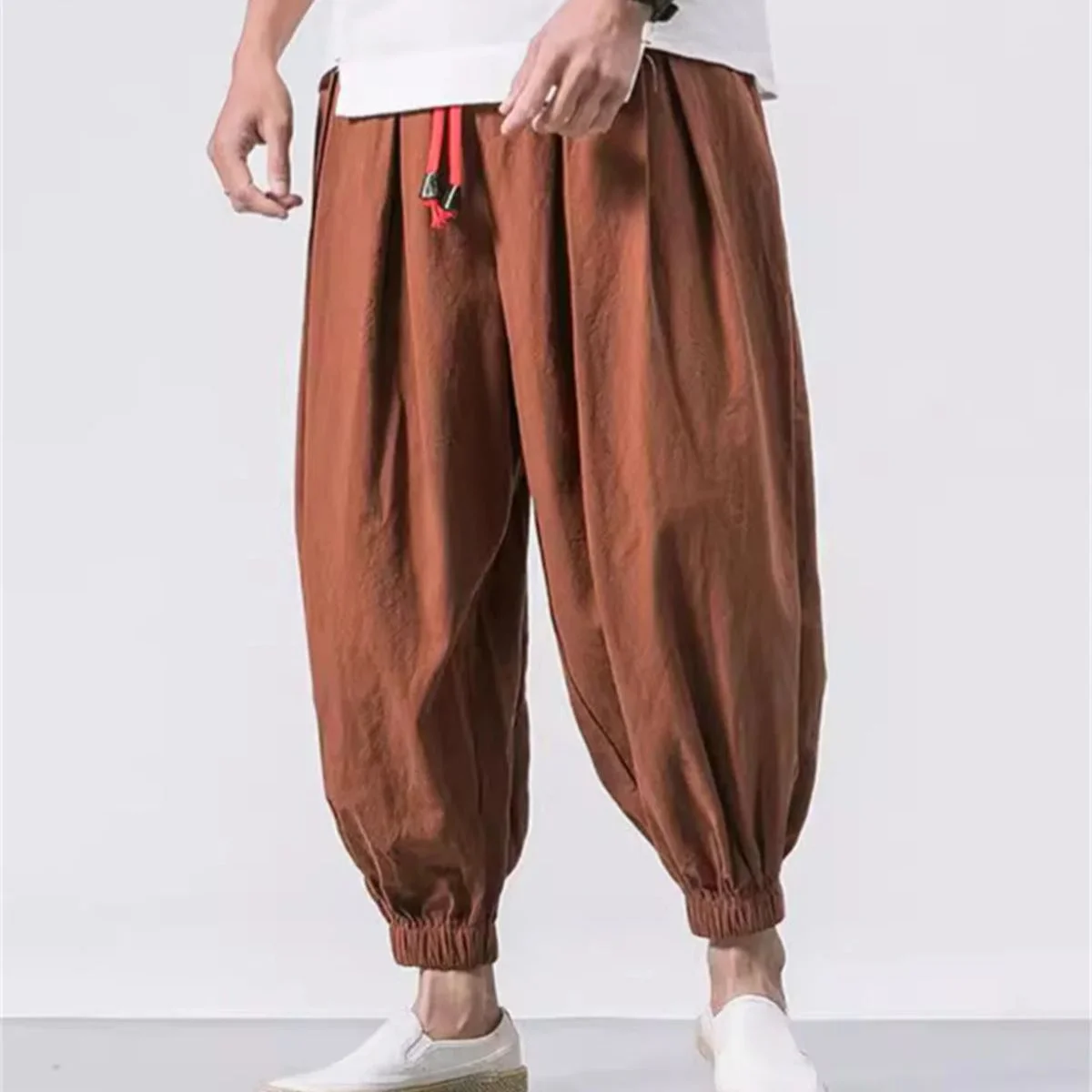 Schwarz neue übergroße Männer lose Harems hosen Herbst chinesisches Leinen übergewicht ige Jogging hose hochwertige lässige Marken hose männlich