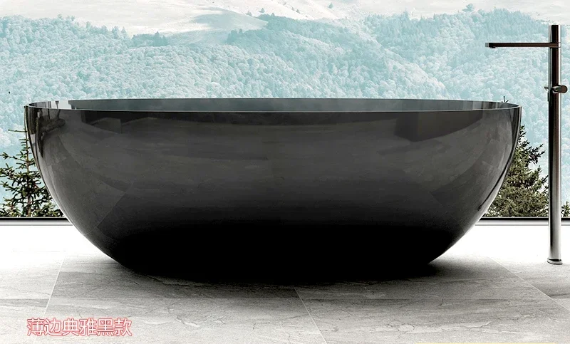 حمام شفاف بيضاوي من الحجر الاصطناعي بلون الراتنج الكريستالي المزدوج #1