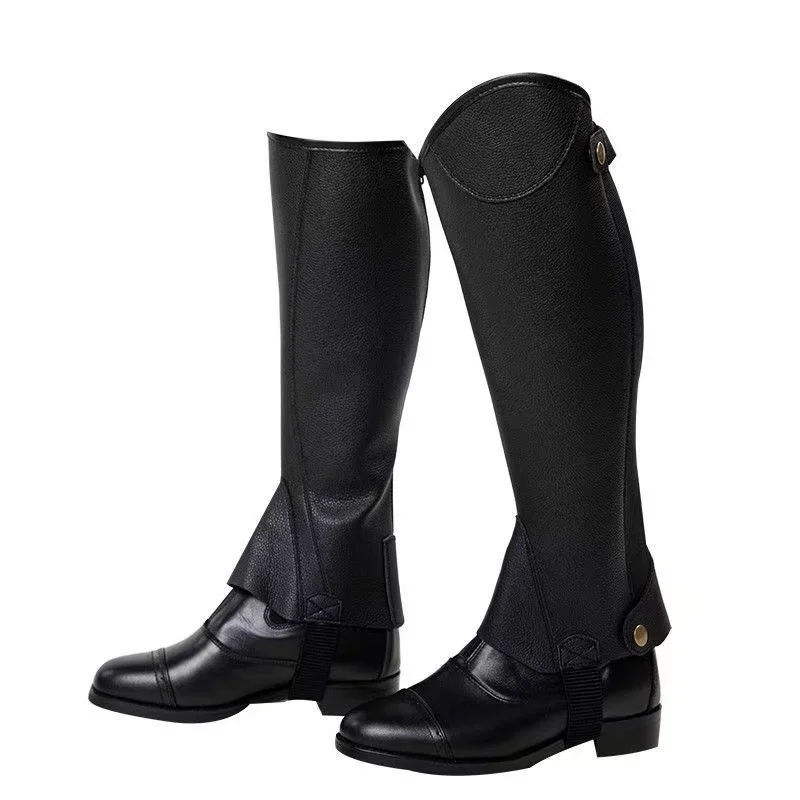 Adult Equestrian Half Chaps Synthetic Leather Zip-Up Pair Horse Riding Half Chaps Comfortable & Flexible Fit for Men & Women
