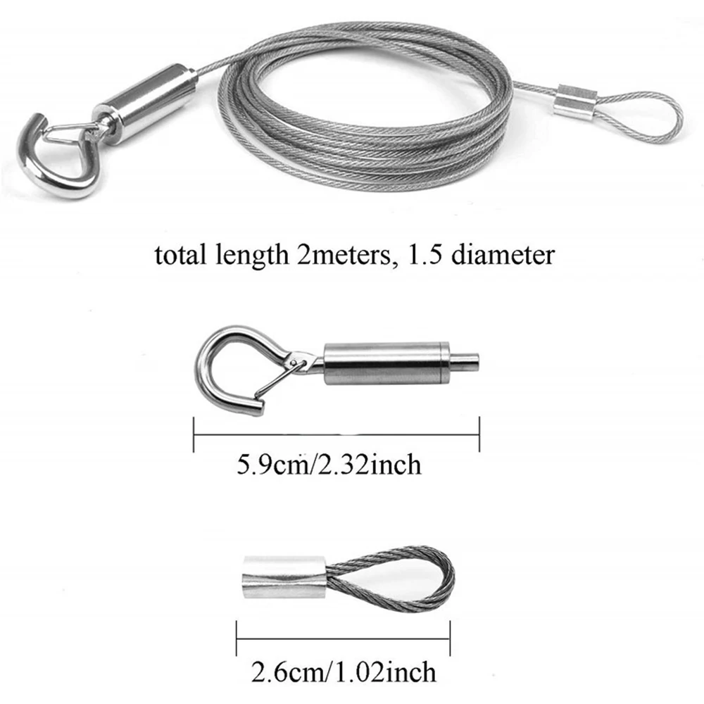 Adjustable Stainless Steel Wire with Loop and Hook, Heavy Duty Picture Hanging Wire Kit Rope for Mirror, Supports up to 20KG