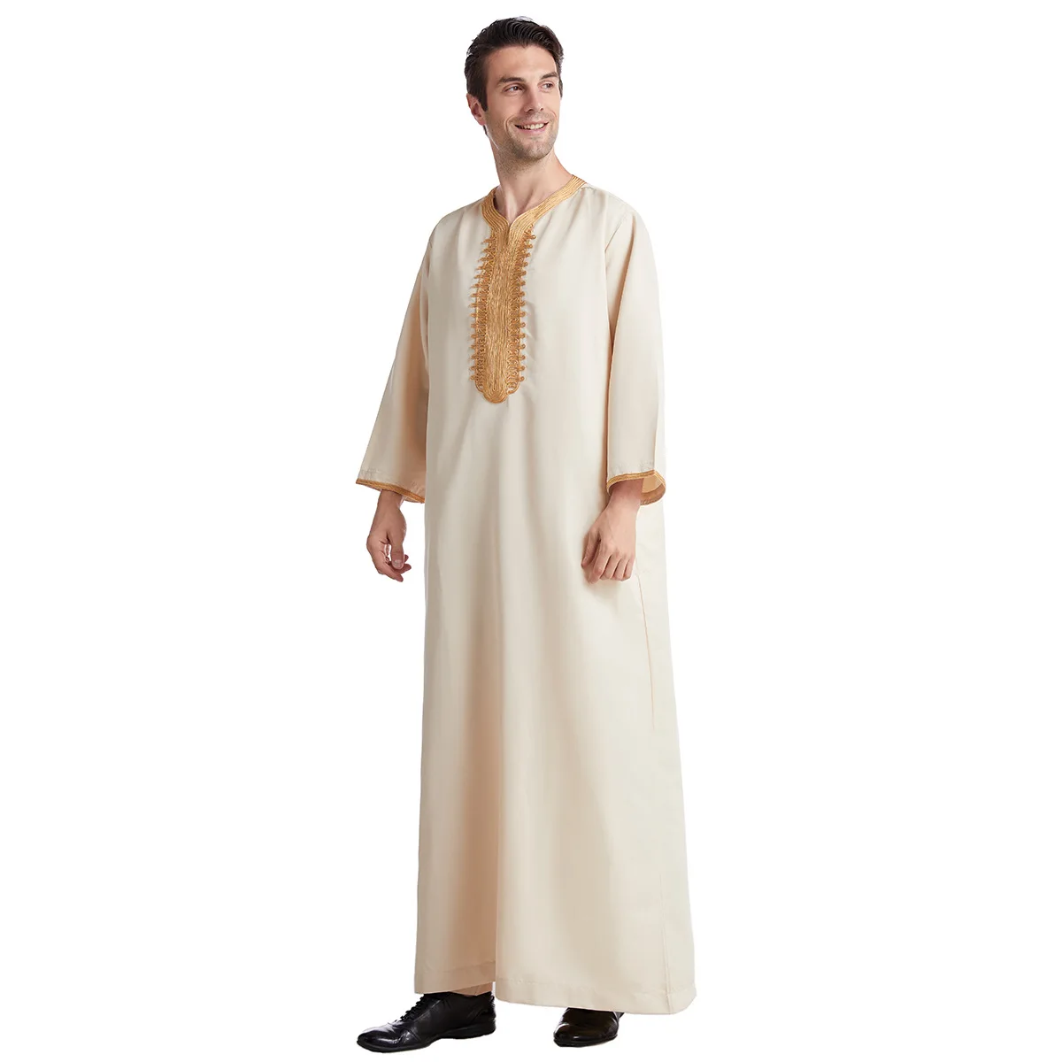 Muzułmanki Jubba Thobe Islamic Clothing Ramadan Mens Abaya Dress Long Robe Saudi Wear Musulman Caftan Jubah Dubai Arab Dressing