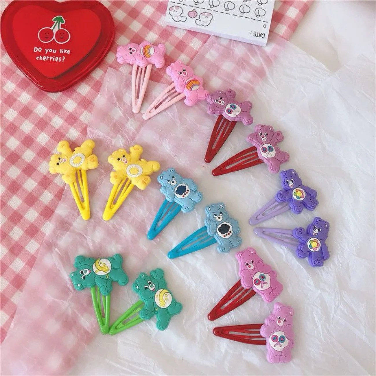 Care Bears Hair Clips Set, Cute Cartoon Bear Hairpin Set, Sw