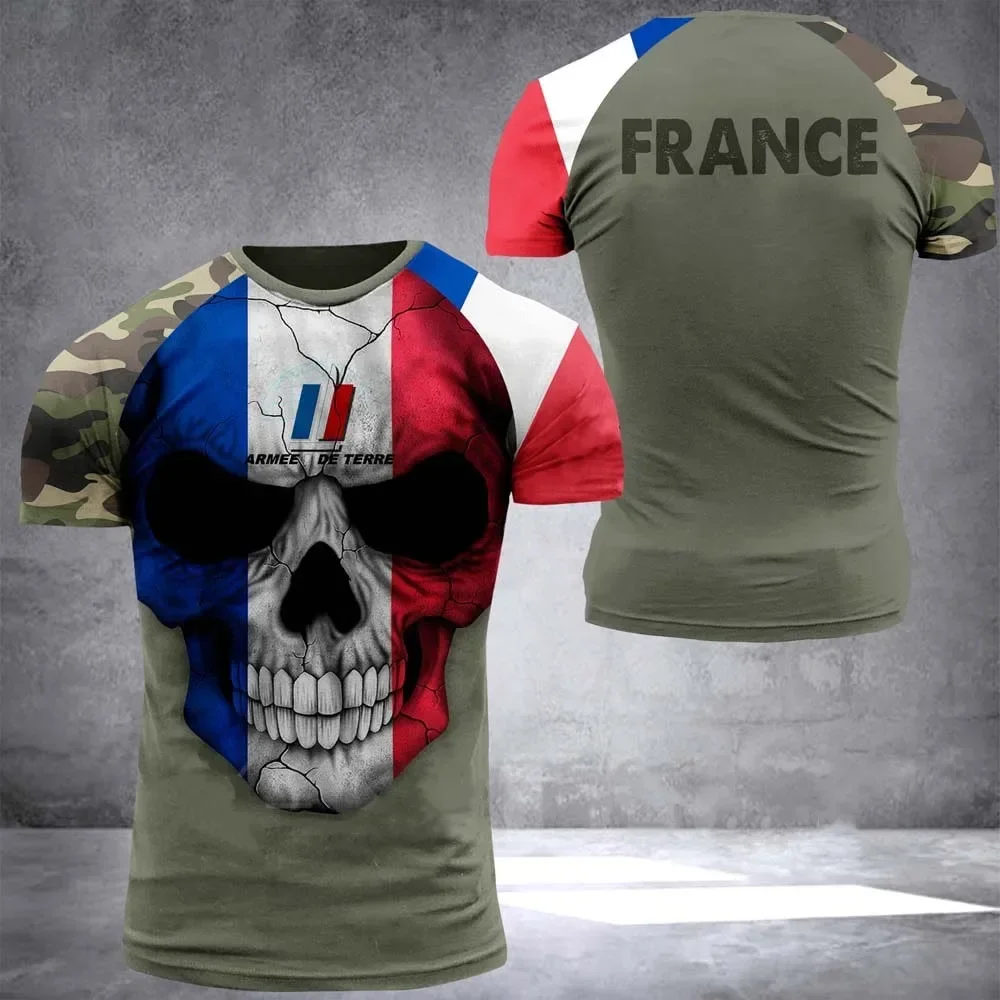 2024 New Summer ARMY-VETERAN 3d T-Shirt Men's Russian French Soldier Field T-Shirt Top Veterans Camouflage Print Commando Tops