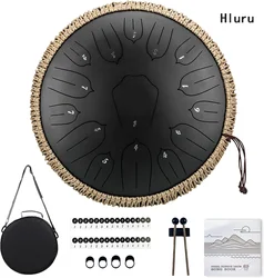 Hluru Music Drum 15 Notes Glucophone Steel Tongue Drum 13 Inch 15 Notes D Tone Ethereal Drum Percussion Musical Instruments