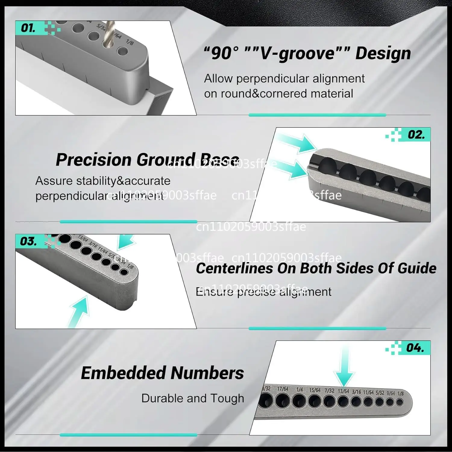 STD1000DGNP straight hole drill guide, 17 bit sizes, from 0.32 cm to 0.95